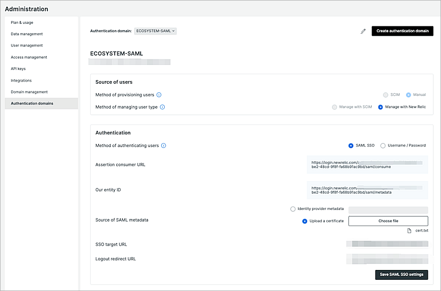 Screenshot of Creat authentication domain
